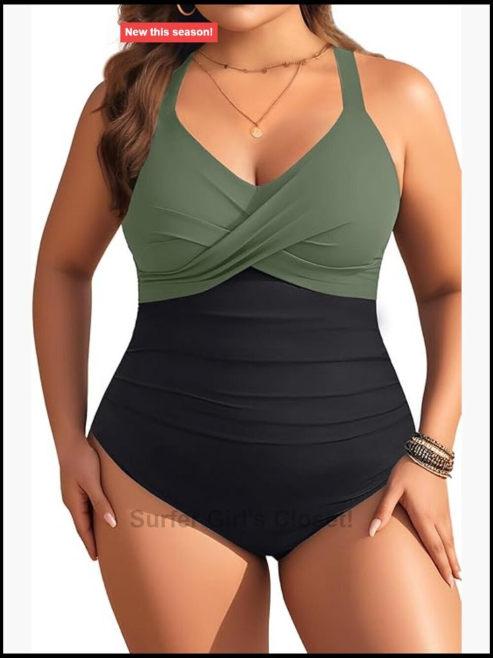 Tummy Control One Piece Swimsuit Plus Size Full Coverage Ruched Retro